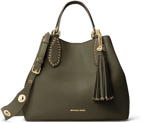 michael kors brooklyn large leather tote olive|Totes Michael Kors .